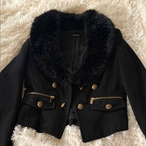 Bebe Elegant Black Blazer with Gold Details